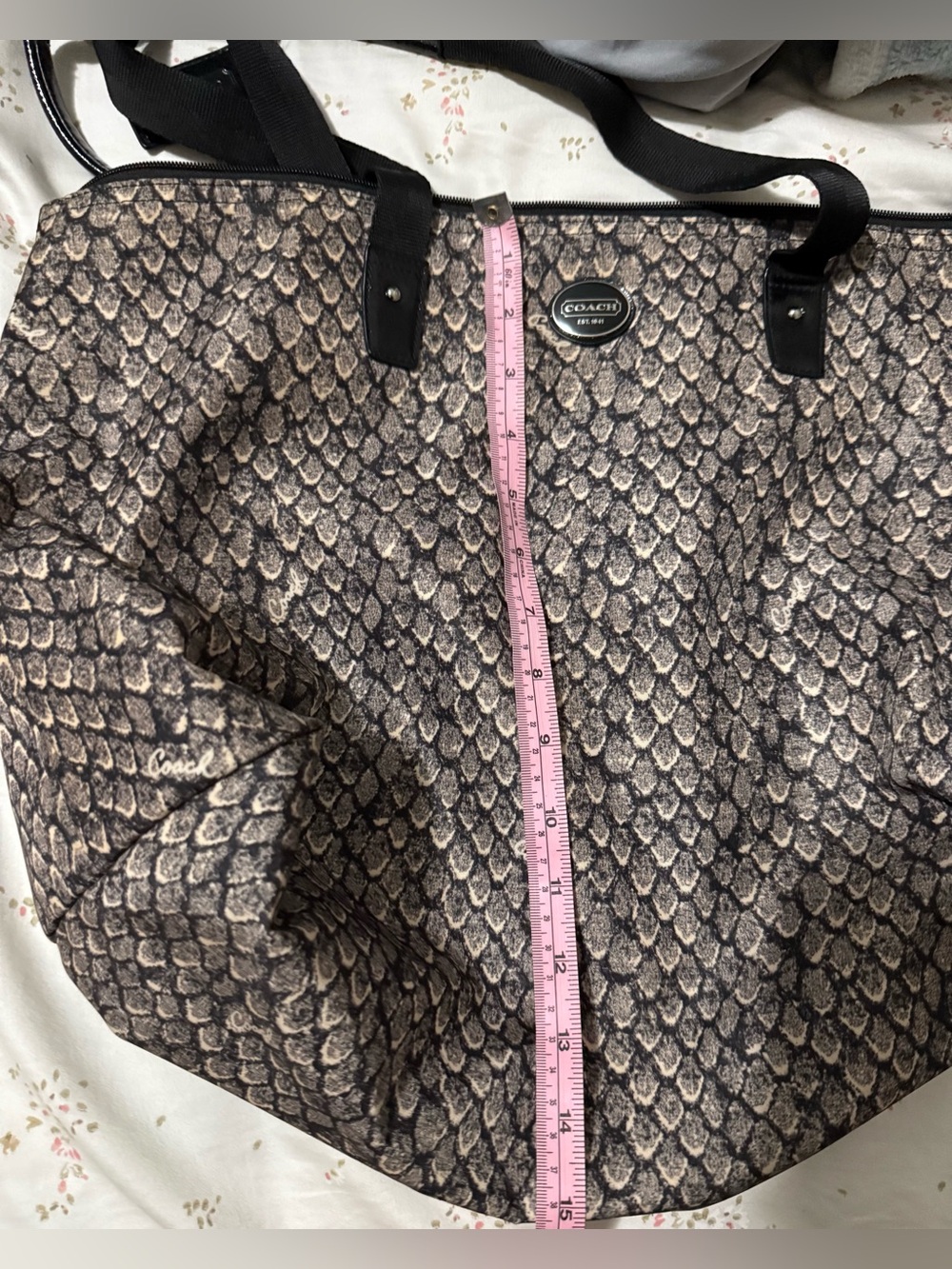COACH- Ocelot Weekender Snake Print Fabric Tote - Picture 8 of 8